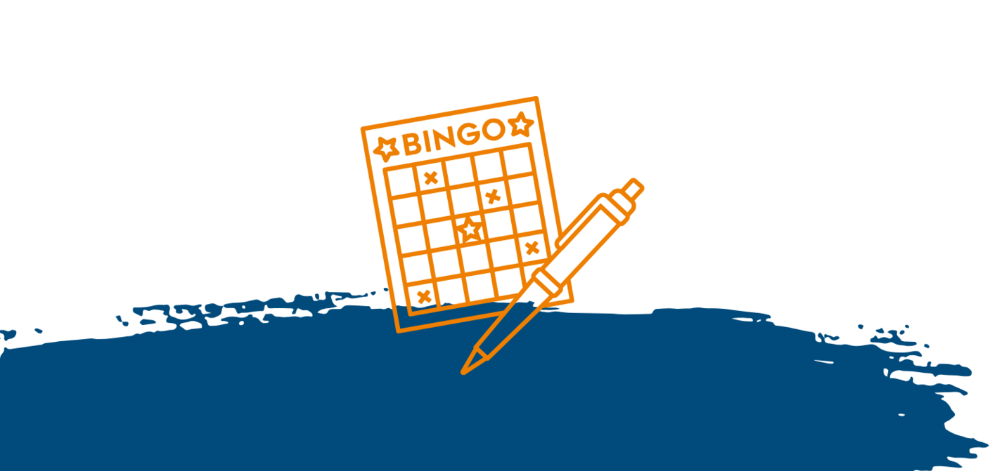 Bingo Karte vor blauem Hintergrund